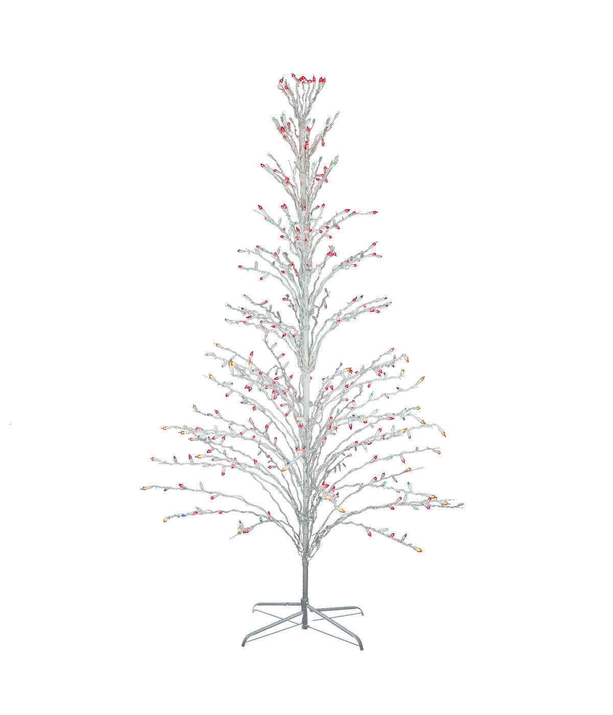  White Cascade Twig Tree Christmas Outdoor Decoration with Multi Lights, 6' - White - Bonton