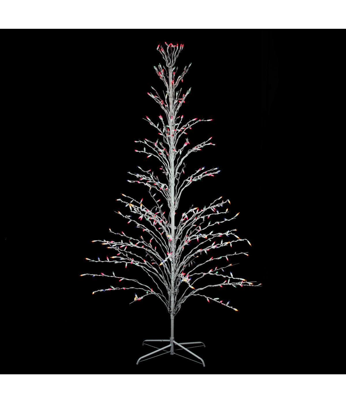  White Cascade Twig Tree Christmas Outdoor Decoration with Multi Lights, 6' - White - Bonton