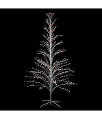 White Cascade Twig Tree Christmas Outdoor Decoration with Multi Lights, 6'