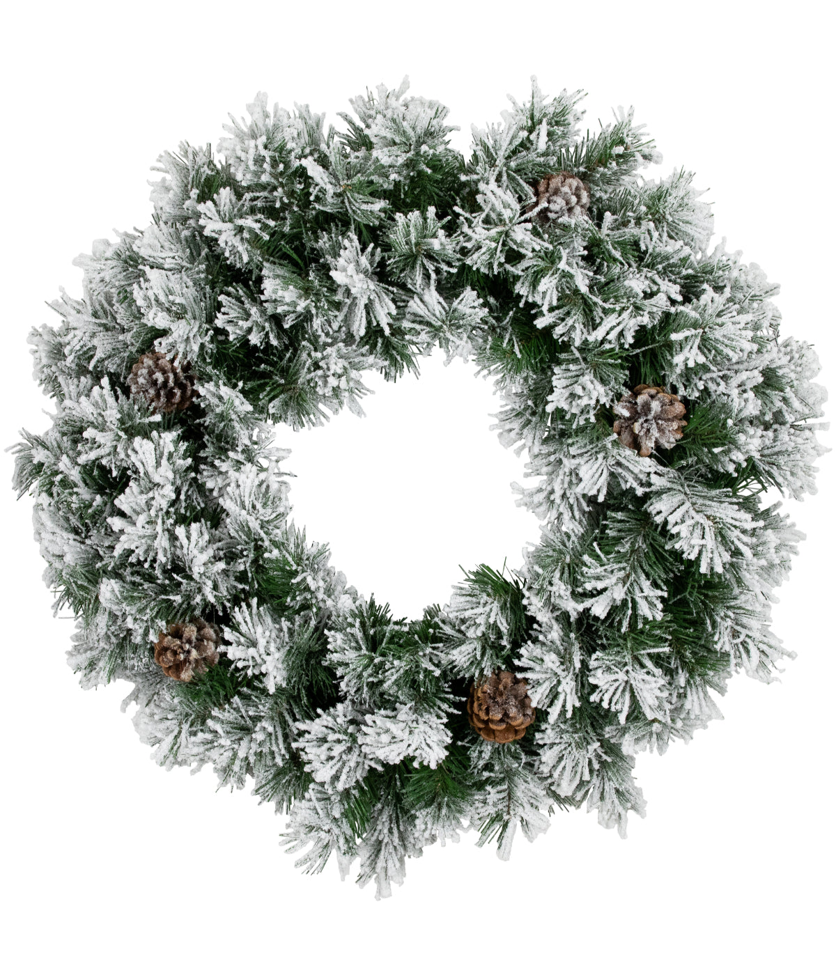  Snowy Flocked Angel Pine with Pine Cones Artificial Christmas Wreath, 24