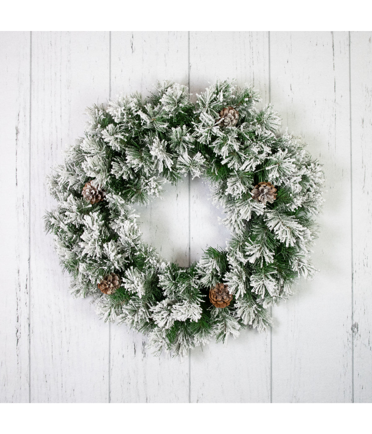  Snowy Flocked Angel Pine with Pine Cones Artificial Christmas Wreath, 24