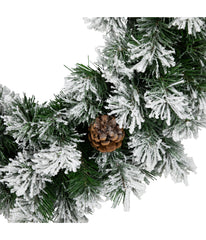 Snowy Flocked Angel Pine with Pine Cones Artificial Christmas Wreath, 24"