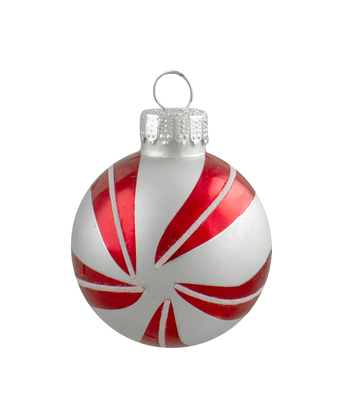  Red & Silver Swirl Glass Christmas Ball Ornaments Set of 12, 1.75