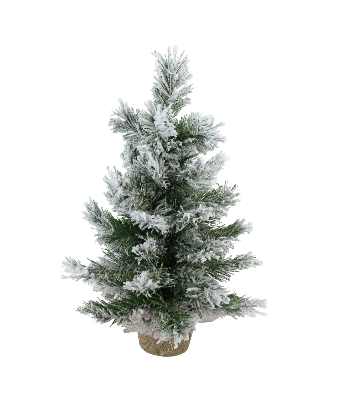  NorthLight Flocked Pine Medium Unlit Artificial Christmas Tree in Burlap Base, 18