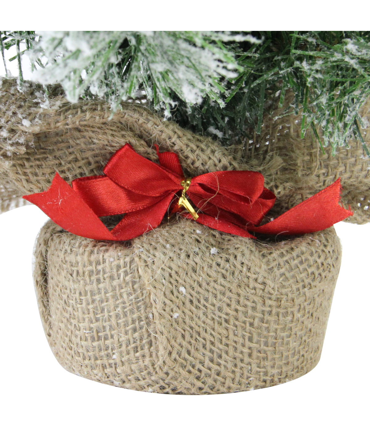  NorthLight Flocked Pine Medium Unlit Artificial Christmas Tree in Burlap Base, 18