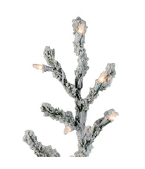 Flocked Alpine Twig Artificial Christmas Tree with Pre-Lit Warm White Lights, 3'