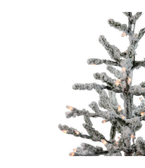 Flocked Alpine Twig Artificial Christmas Tree with Pre-Lit Warm White Lights, 3'