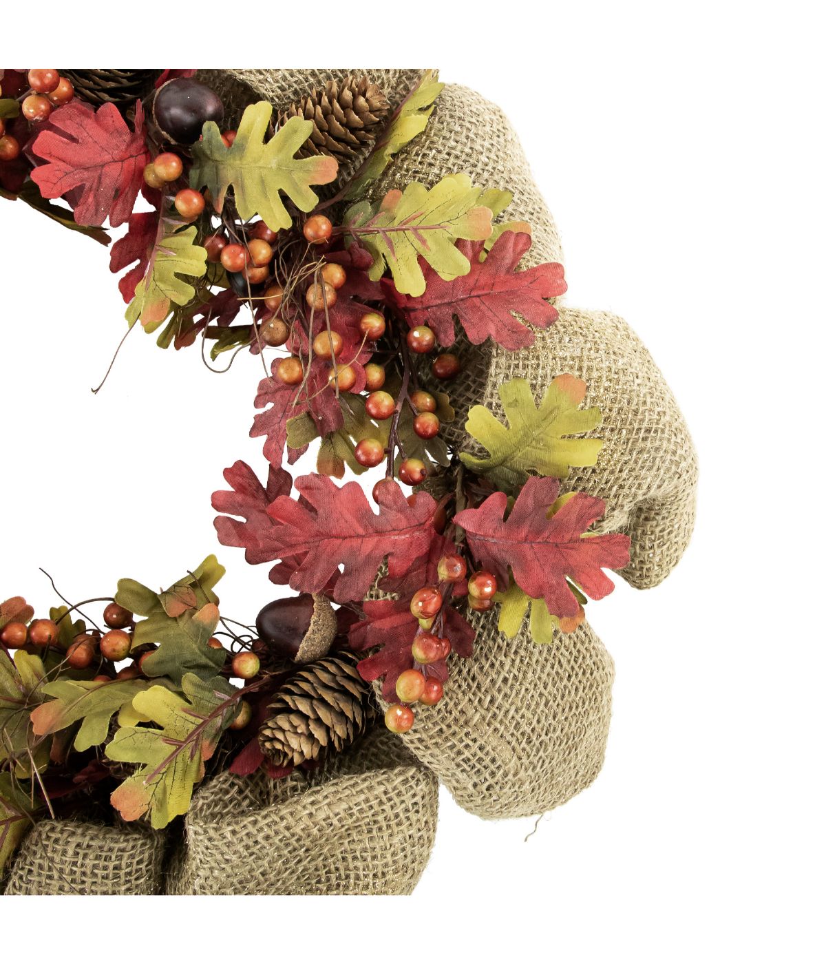  Rustic Burlap Fall Harvet Wreath with Acorns and Berries Red - Red - Bonton