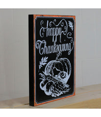 Holiday Inspired Framed "Happy Thanksgiving" Chalkboard Wall Art Black