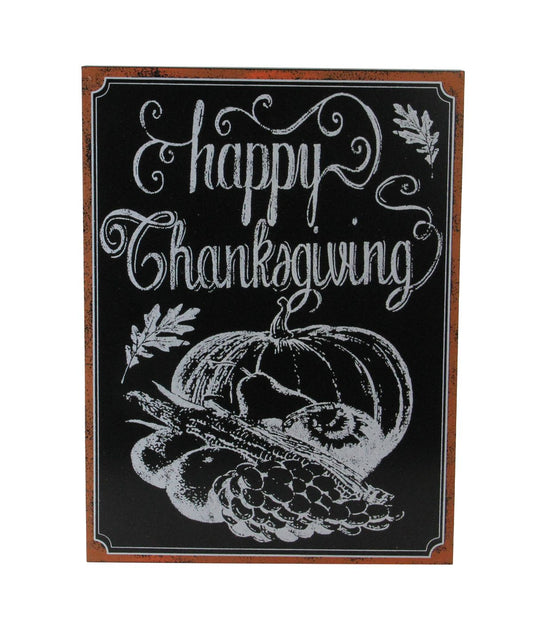 Holiday Inspired Framed "Happy Thanksgiving" Chalkboard Wall Art Black