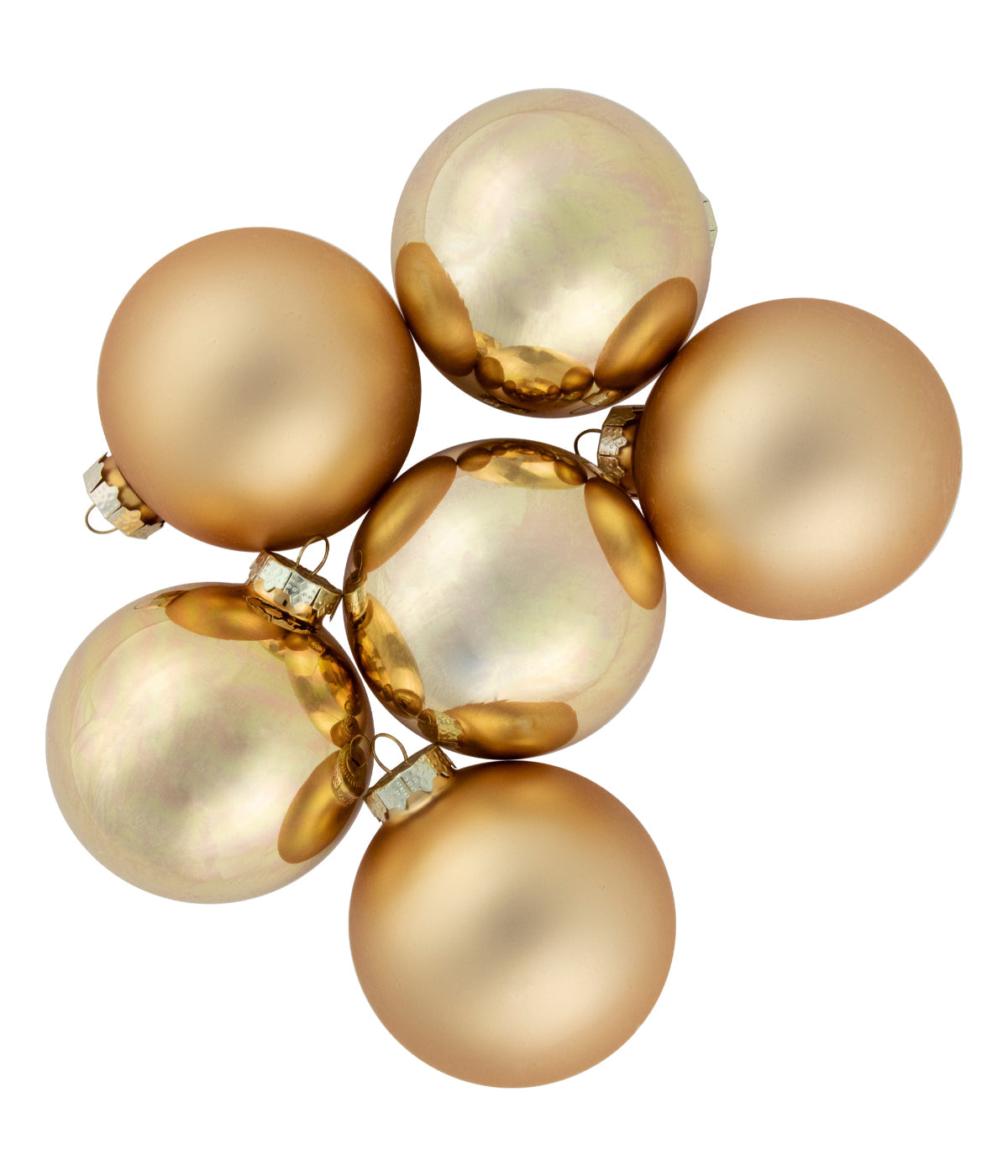  Champagne Gold Glass Ball Christmas Ornament Set of 6, 3.25