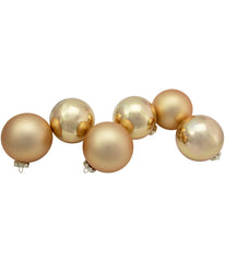 Champagne Gold Glass Ball Christmas Ornament Set of 6, 3.25"