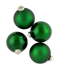 Green Glass Ball Christmas Ornaments Set of 4, 4"