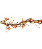 Autumn Harvest Berries and Leaves Rustic Twig Artificial Thanksgiving Garland Orange