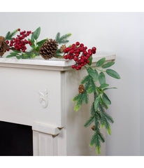 Pine Springs Berries & Pine Cones Artificial Christmas Garland, 5' x 4.75"