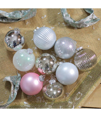 Silver Shatterproof Christmas Ball and Onion Ornaments Set of 9, 3.75"