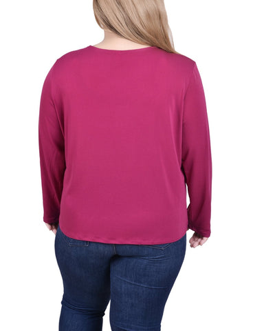 Long Sleeve Jeweled Neck Top