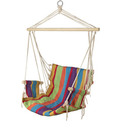 37" Multi-Color Stripe Outdoor Patio Hammock Chair with Armrests