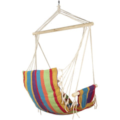 37" Multi-Color Stripe Outdoor Patio Hammock Chair with Armrests