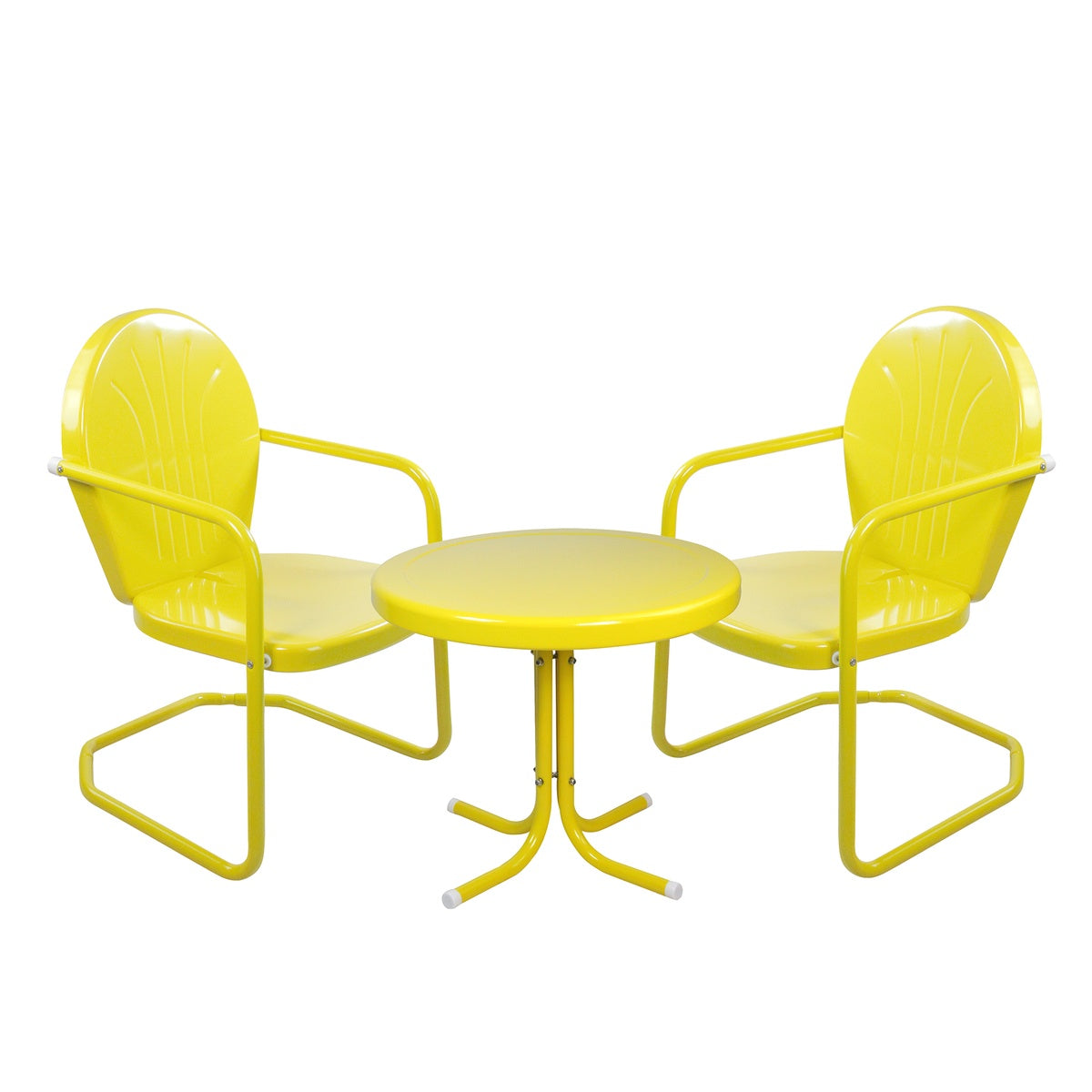  Northlight 3-Piece Retro Metal Tulip Chairs and Side Table Outdoor Set  Yellow - Yellow - Bonton