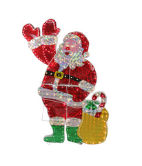 Holographic Lighted Waving Santa Claus Outdoor Christmas Decoration, 48"