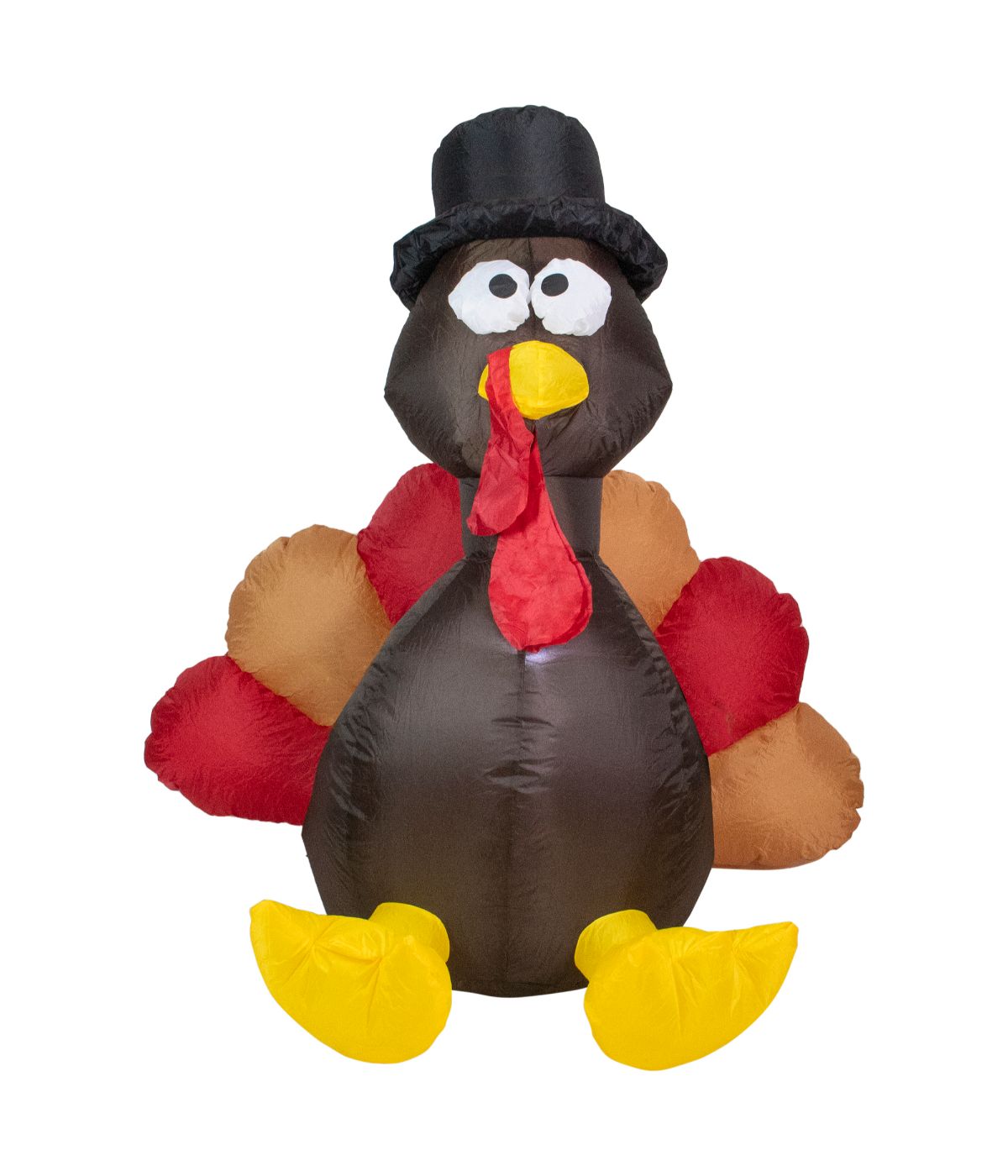  Red and Brown Inflatable Lighted Thanksgiving Turkey Outdoor Decor Red - Red - Bonton