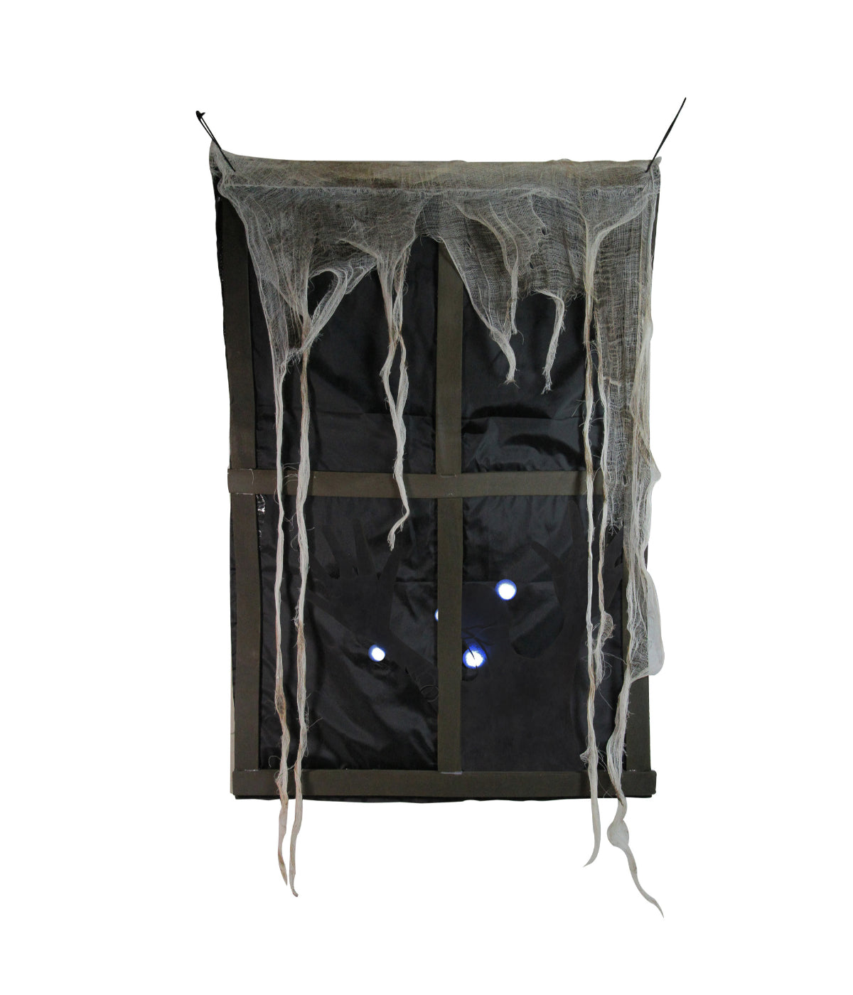 Pre-Lit Ghostly Window with Tattered Curtain Halloween Decor