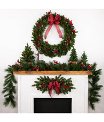 Canadian Pine Artificial Christmas Swag with Pre-Lit Clear Lights, 32"