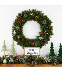 Canadian Pine Artificial Christmas Wreath with Pre-Lit Multi Lights, 36"