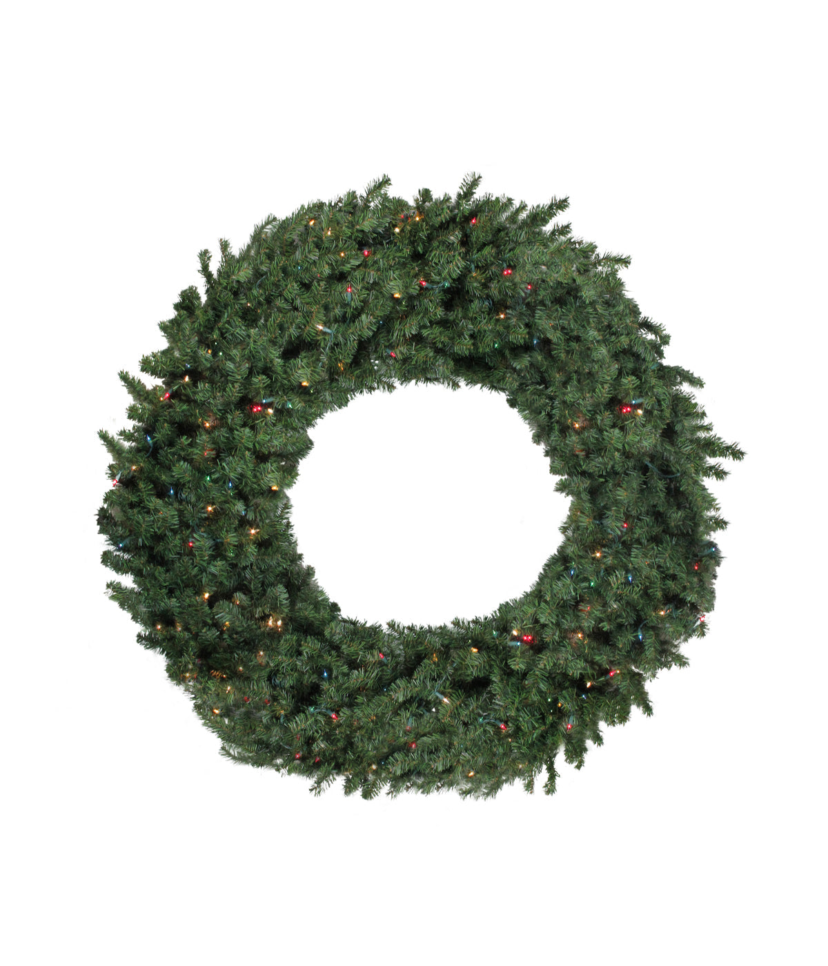  NorthLight Canadian Pine Artificial Christmas Wreath with Pre-Lit Multi Lights, 5' - Green - Bonton