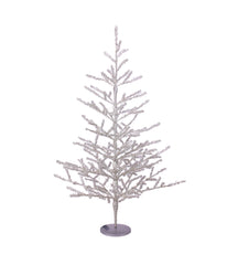 Silver Tinsel Twig Artificial Christmas Tree with Pre-Lit LED Clear Lights, 3'