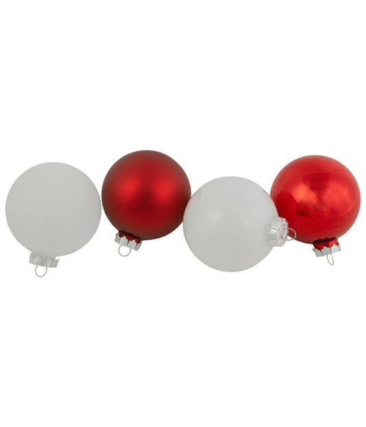 Red & White Christmas Glass Ball Ornaments 96 Count, 3.25"