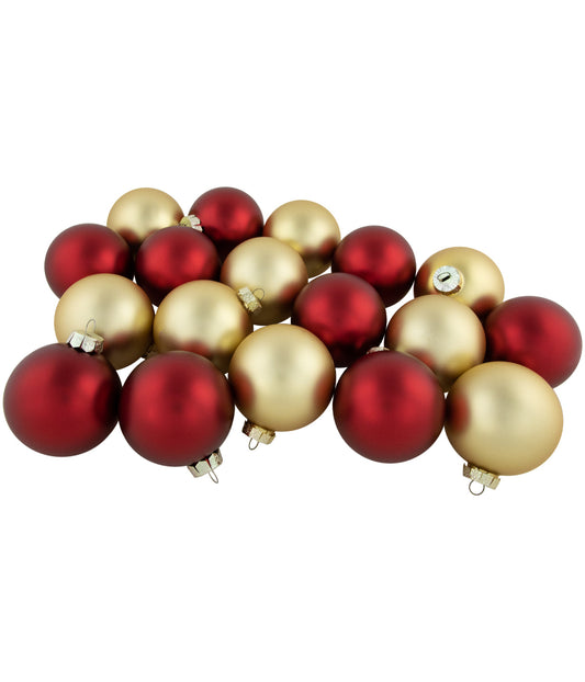 Red & Gold Matte Glass Christmas Ball Ornaments 72 Count, 4"