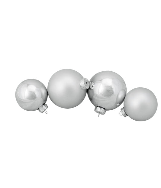 Silver Shiny and Matte Christmas Glass Ball Ornaments 72 Count, 4"