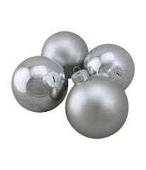 Silver Shiny and Matte Christmas Glass Ball Ornaments 72 Count, 4"