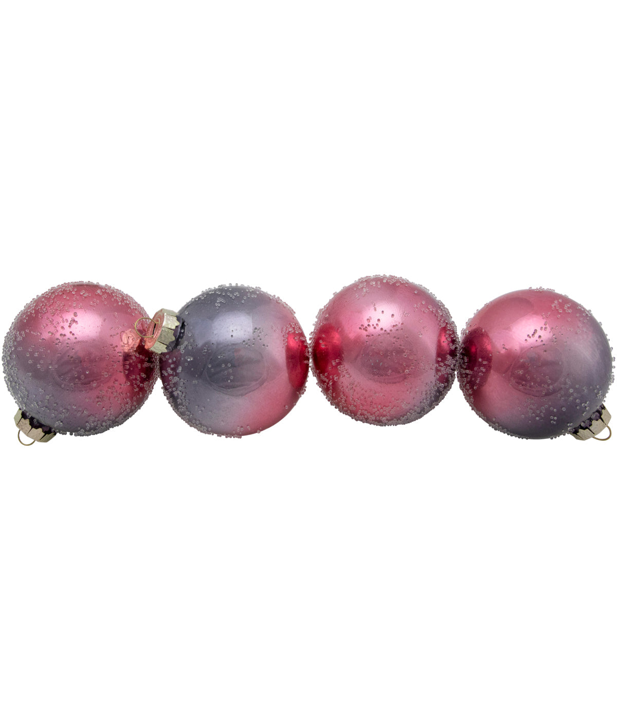  Pink & Grey Ombre Hand Blown Textured Glass Ball Christmas Ornaments Set of 4, 3.25