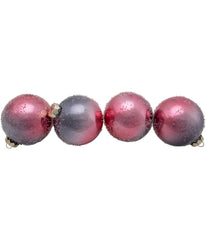 Pink & Grey Ombre Hand Blown Textured Glass Ball Christmas Ornaments Set of 4, 3.25"