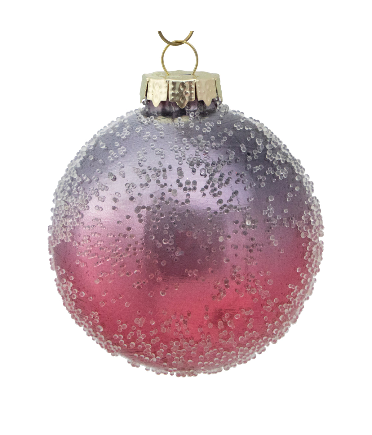  Pink & Grey Ombre Hand Blown Textured Glass Ball Christmas Ornaments Set of 4, 3.25