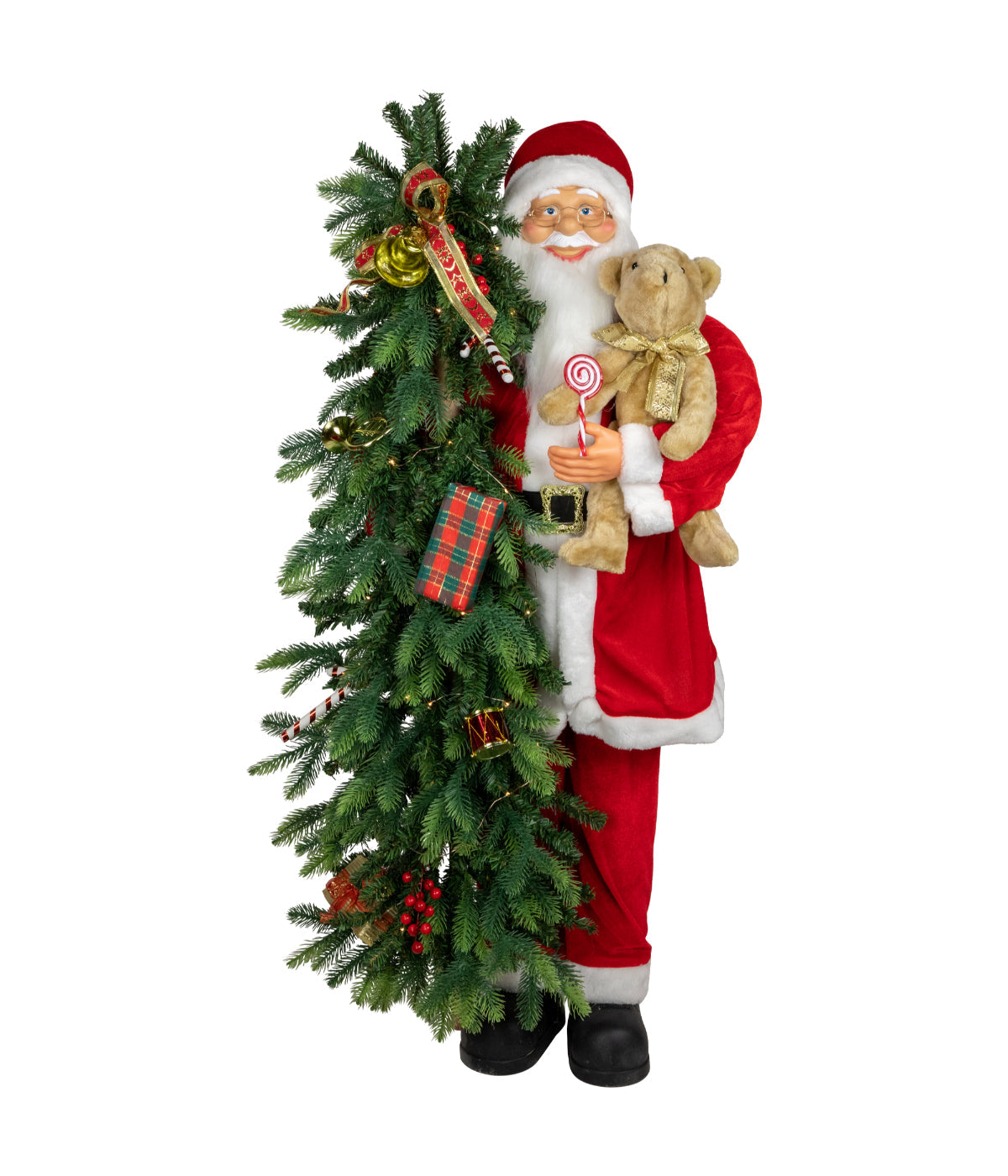  NorthLight Musical Santa Claus with Lighted Christmas Tree & Teddy Bear Christmas Figure, 48