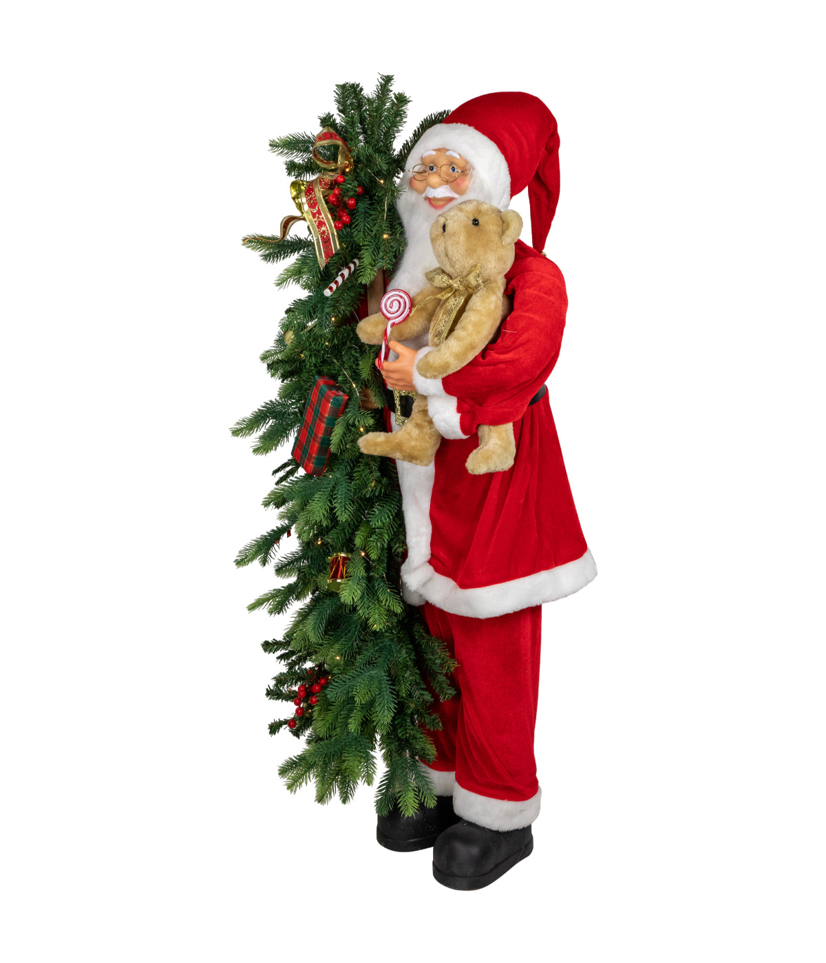  NorthLight Musical Santa Claus with Lighted Christmas Tree & Teddy Bear Christmas Figure, 48