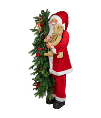 Musical Santa Claus with Lighted Christmas Tree & Teddy Bear Christmas Figure, 48"