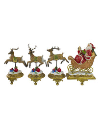 Santa & Reindeer Christmas Stocking Holders Set of 4