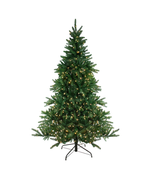 Noble Fir Artificial Christmas Tree with Pre-Lit Multicolor LED Lights, 9'