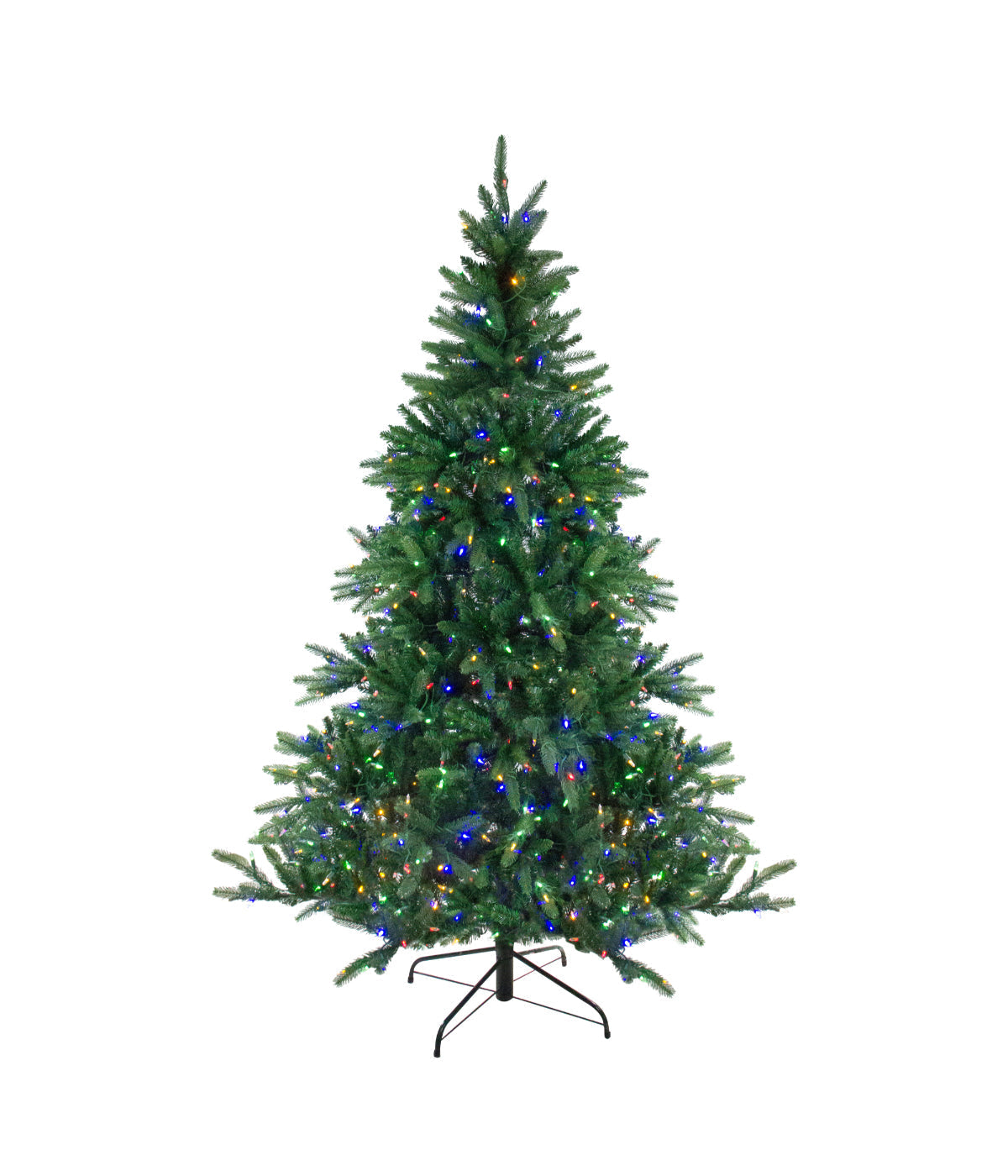  Noble Fir Artificial Christmas Tree with Pre-Lit Multicolor LED Lights, 9' - Green - Bonton