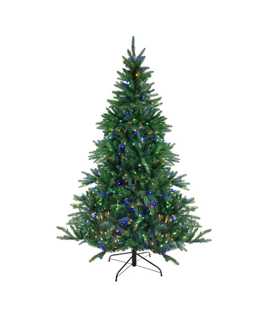 Noble Fir Artificial Christmas Tree with Pre-Lit Multicolor LED Lights, 9'