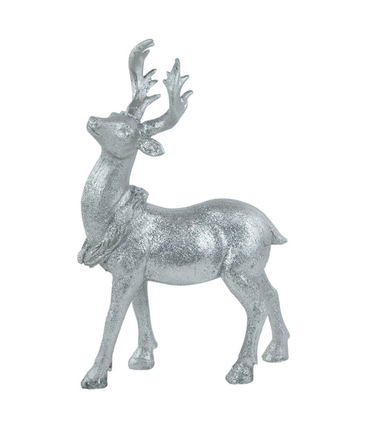 Silver Glittered Reindeer Christmas Tabletop Decoration 10.75"