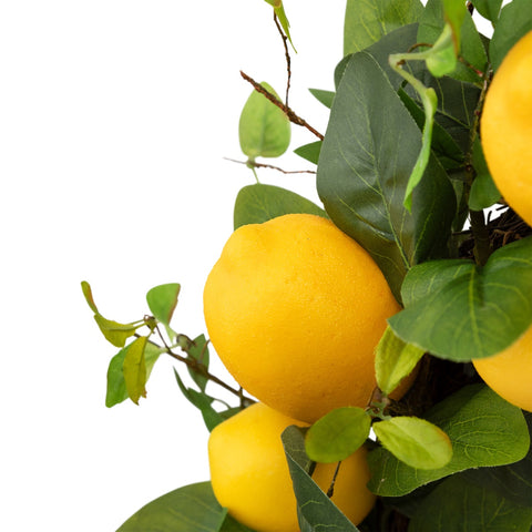 Lemons and Assorted Foliage Spring Wreath  Yellow and Green 20"