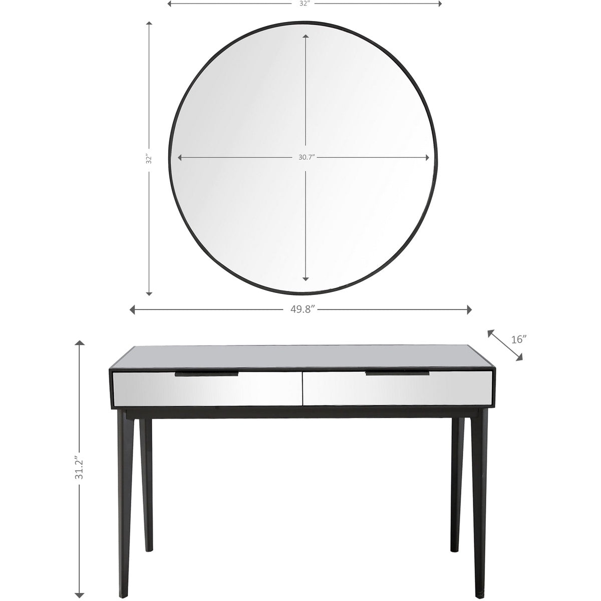  Renata Wall Mirror and Console - Mirror - Bonton