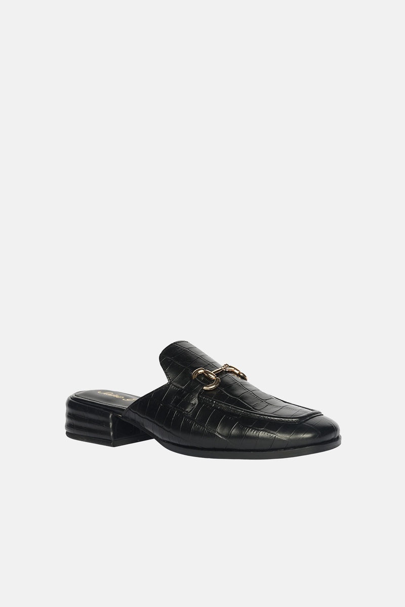  Saint G Savannah Croco - Heeled Mule - Black - Bonton