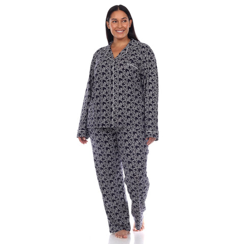 Plus Size Long Sleeve Heart Print Pajama Set